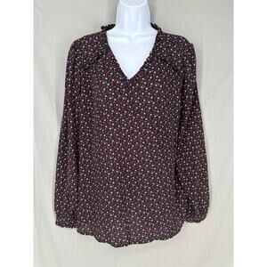 LOFT Floral Blouse - Black and Red